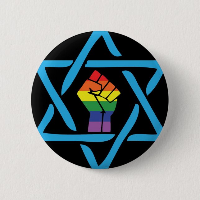 Gay Black Jewish 2 Inch Round Button (Front)