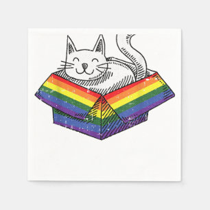 Gay Cat Pride Rainbow Cute Kitten Kitty Proud LGBT Napkin