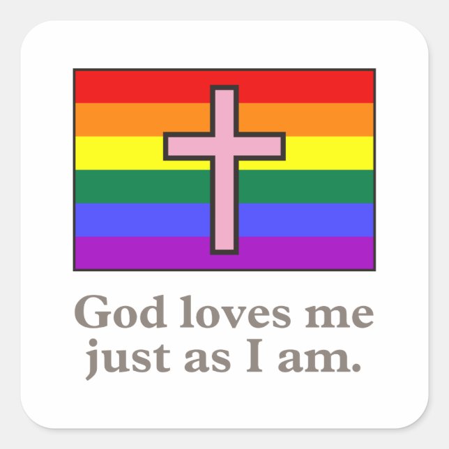 Gay Christian flag slogan Square Sticker (Front)