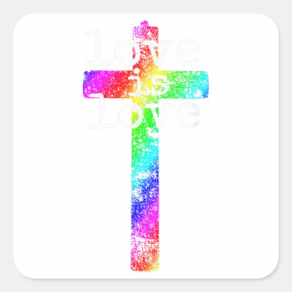 Gay Christian LGBT - Pride Cross God's Love  Square Sticker