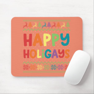 Gay Christmas Funny LGBT Happy Holigays Rainbow Mouse Pad