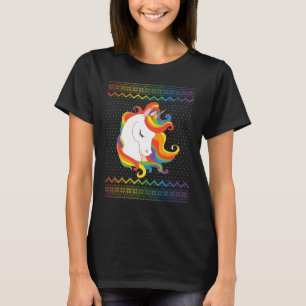 Gay Christmas Rainbow Unicorn LGBT Party Magic T-Shirt