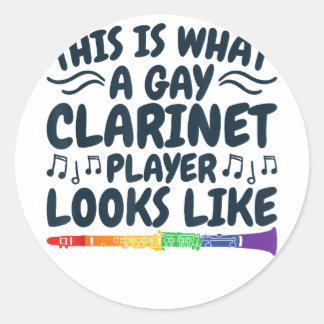 Gay Clarinet Player LGBTQ Rainbow Instrument  Classic Round Sticker