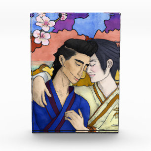Gay Couple In The Style Of Ukiyo-e Japanese Art Photo Block