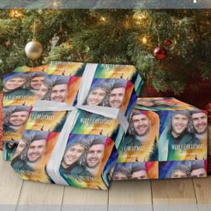 Gay Couple Our First Christmas Photo Wrapping Paper