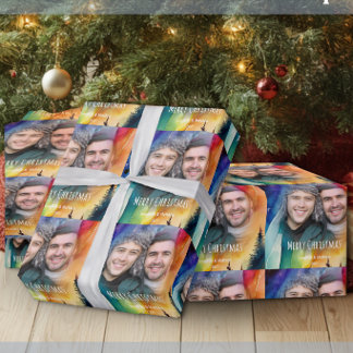 Gay Couple Our First Christmas Photo Wrapping Paper