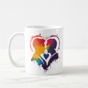 Gay Couple Rainbow Heart Coffee Mug