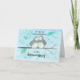 Gay Cousin & Husband Anniversary Cute Lovebirds Card