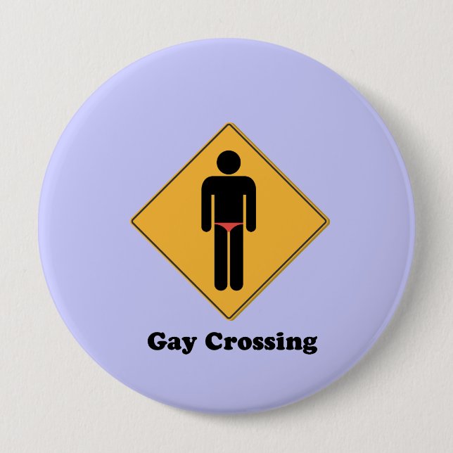 GAY CROSSING 4 INCH ROUND BUTTON (Front)