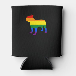 Gay Dad Gay Mom French Bulldog Rainbow Flag Can Cooler