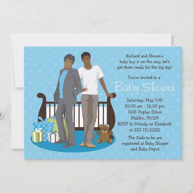 Gay Dads Baby Shower Invitation for Boy (Front)