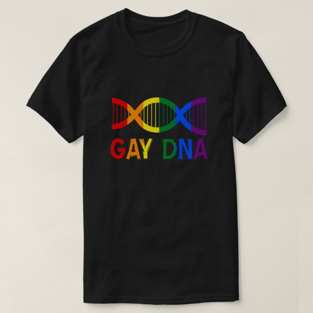 GAY DNA LGBTQ+ Rainbow Pride T-Shirt (Design Front)