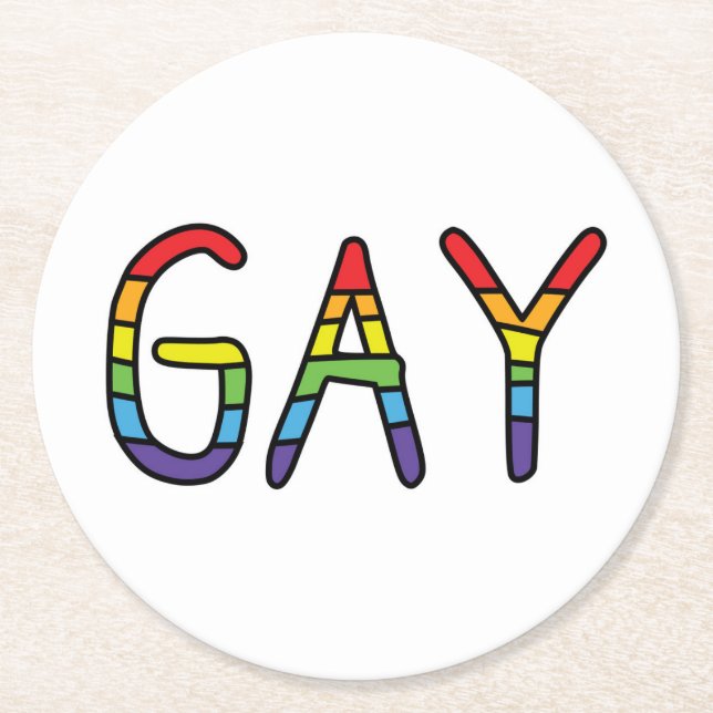 Gay Doodle Design Round Paper Coaster (Front)