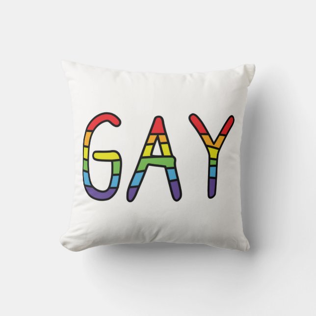 Gay Doodle Design Throw Pillow (Front)