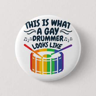 Gay Drummer Drumming Gay Pride Month LGBTQ Rainbow 2 Inch Round Button