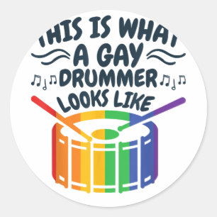 Gay Drummer Drumming Gay Pride Month LGBTQ Rainbow Classic Round Sticker