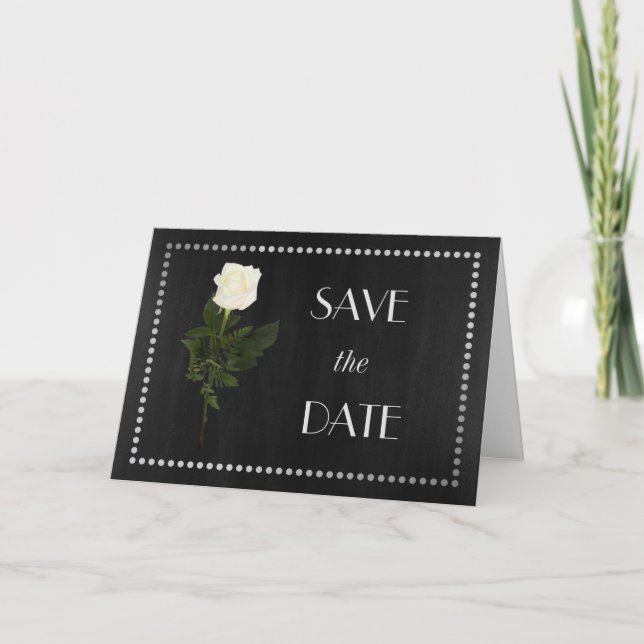 Gay Elegant Black and Silver RSVP with Rose Invitation (Front)