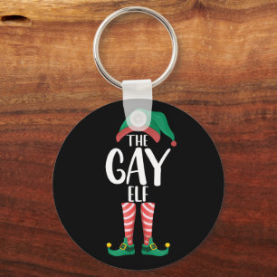 Gay Elf LGTBQ Matching Family Christmas Party Keychain