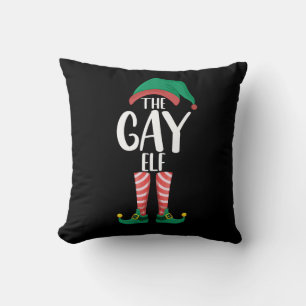 Gay Elf LGTBQ Matching Family Christmas Party Throw Pillow