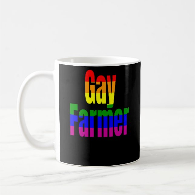 Gay Farmer Pride Coffee Mug Rainbow Flag (Left)
