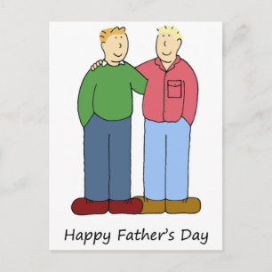 Gay Father's Day, two Dads Postcard