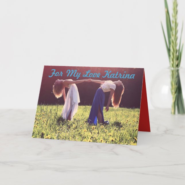 GAY FEMALE PARTNERS PERSONALIZED VALENTINE'S DAY HOLIDAY CARD (Front)