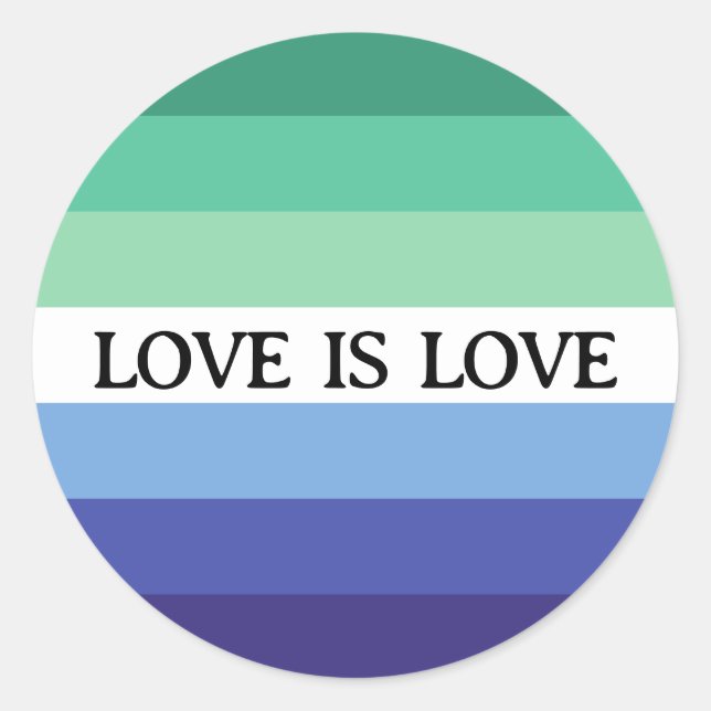 Gay Flag Love is Love Classic Round Sticker (Front)