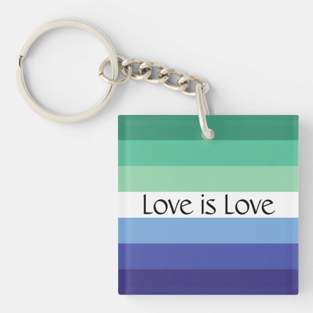 Gay Flag Love is Love Custom Keychain (Front)