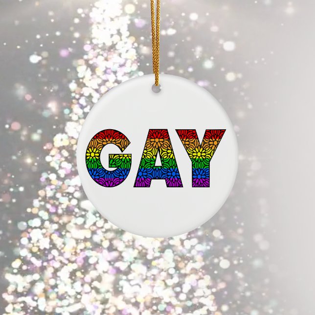 GAY Flower Pride Colours Ceramic Ornament (Creator Uploaded)