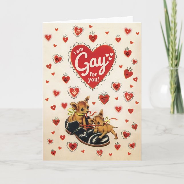GAY FOR YOU - mignonne, drôle carte rétro Valentin (Devant)