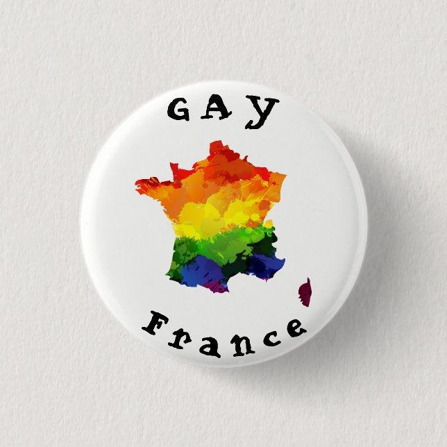GAY France Badge 1 Inch Round Button (Front)
