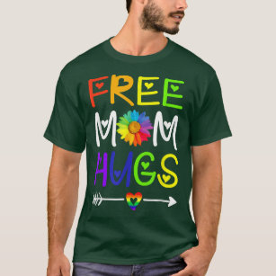 Gay Free Mom Hugs Daisy Rainbow Heart LGBT Pride M T-Shirt