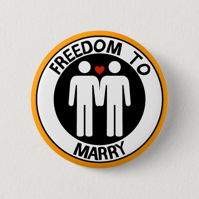 Gay Freedom To Marry 2 Inch Round Button (Front)