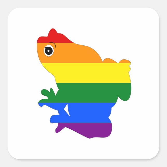 Gay Frog LGBT Pride Rainbow Square Stickers (Front)
