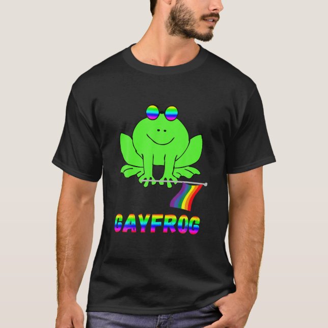 Gay Frog LGBT Pride Rainbow Toad Gender Queer Homo T-Shirt (Front)