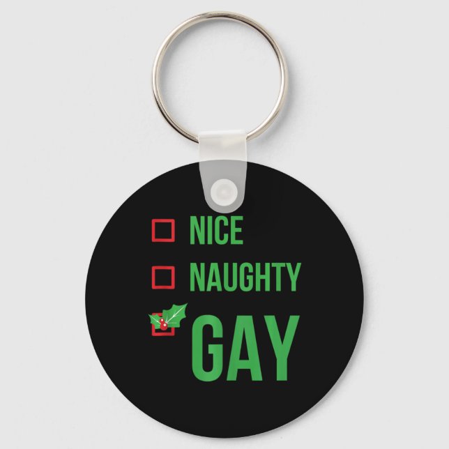 Gay Funny Pajama Christmas Gift  Keychain (Front)