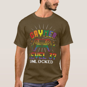 Gay Gamer Age 37 Year Old Rainbow Pride LGBT Pride T-Shirt