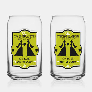 Gay Girls Wedding Anniversary Can Glass