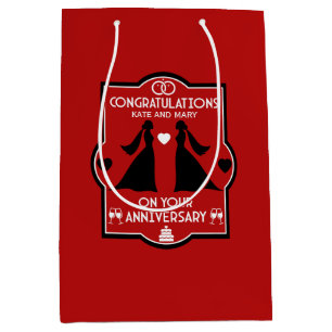 Gay Girls Wedding Anniversary Medium Gift Bag