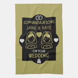 Gay Girls Wedding Day Kitchen Towel