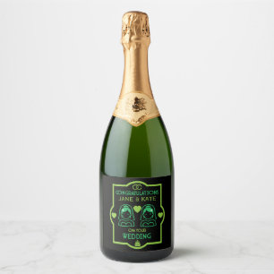 Gay Girls Wedding Day Sparkling Wine Label