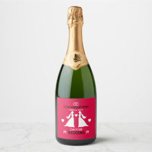 Gay Girls Wedding Day Sparkling Wine Label
