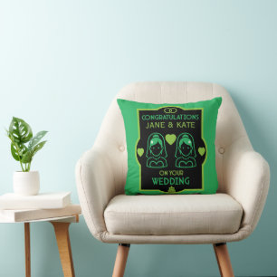 Gay Girls Wedding Day Throw Pillow