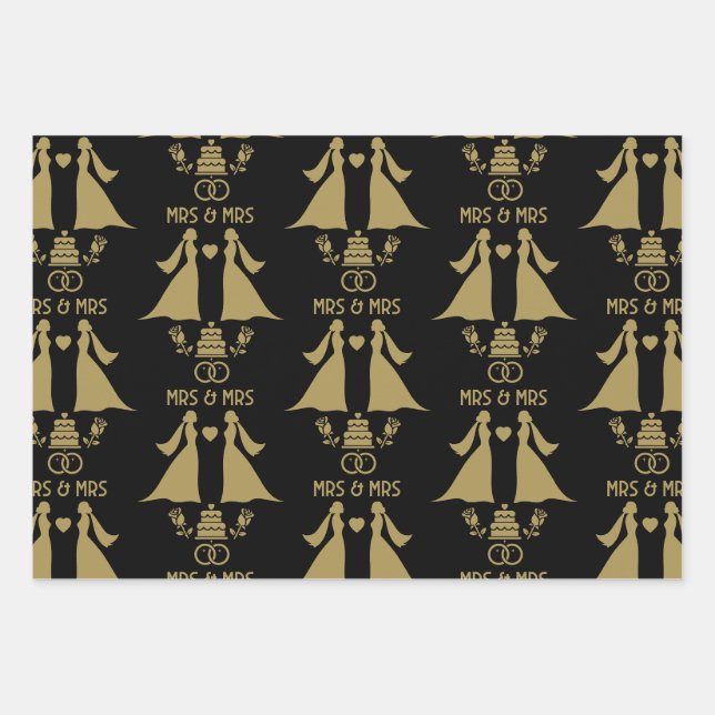Gay Girls Wedding Day Wrapping Paper Sheet (Front)