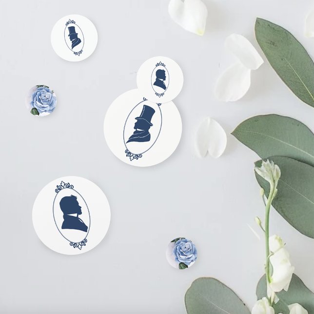 Gay Grooms Cameo Regency Blue Roses Confetti (Creator Uploaded)