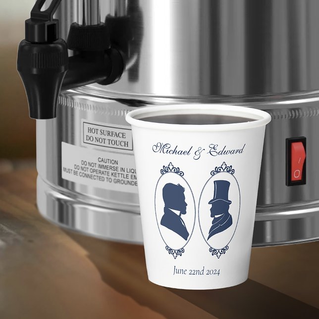 Gay Grooms Regency Blue Roses Paper Cups (Creator Uploaded)