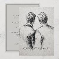 Gay / Grooms Wedding Pencil Drawing