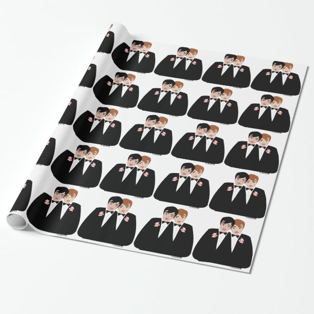 Gay Grooms Wedding Wrapping Paper (Unrolled)