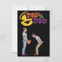 Gay Halloween Tricks and Treats Greeting Card,