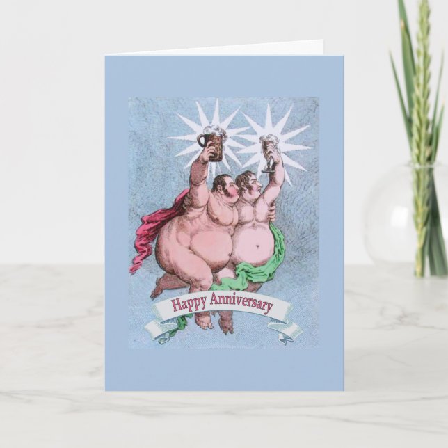 Gay Happy Anniversary Twin Stars Card (Front)